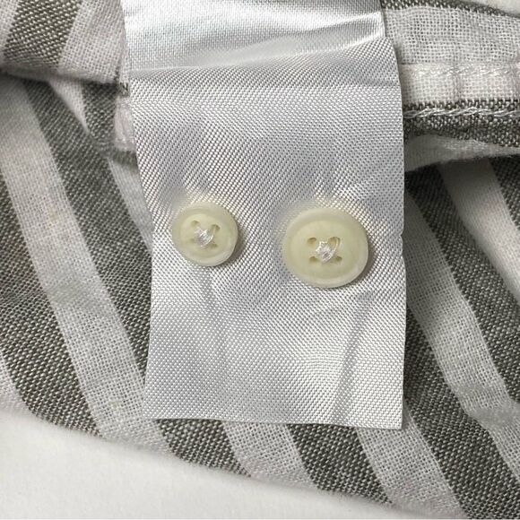 H&M Linen Blend Striped Button Front Regular Fit Coupe Standard Button Up Mens S - Picture 11 of 16